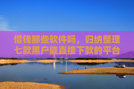 借钱那些软件吗，归纳整理七款黑户能直接下款的平台吗