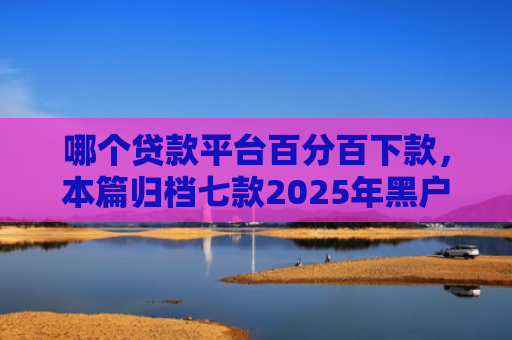 哪个贷款平台百分百下款，本篇归档七款2025年黑户能下款的APP