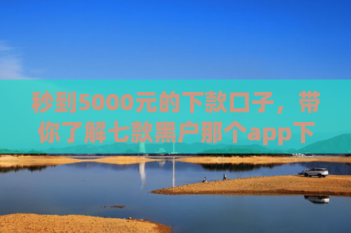 秒到5000元的下款口子，带你了解七款黑户那个app下款